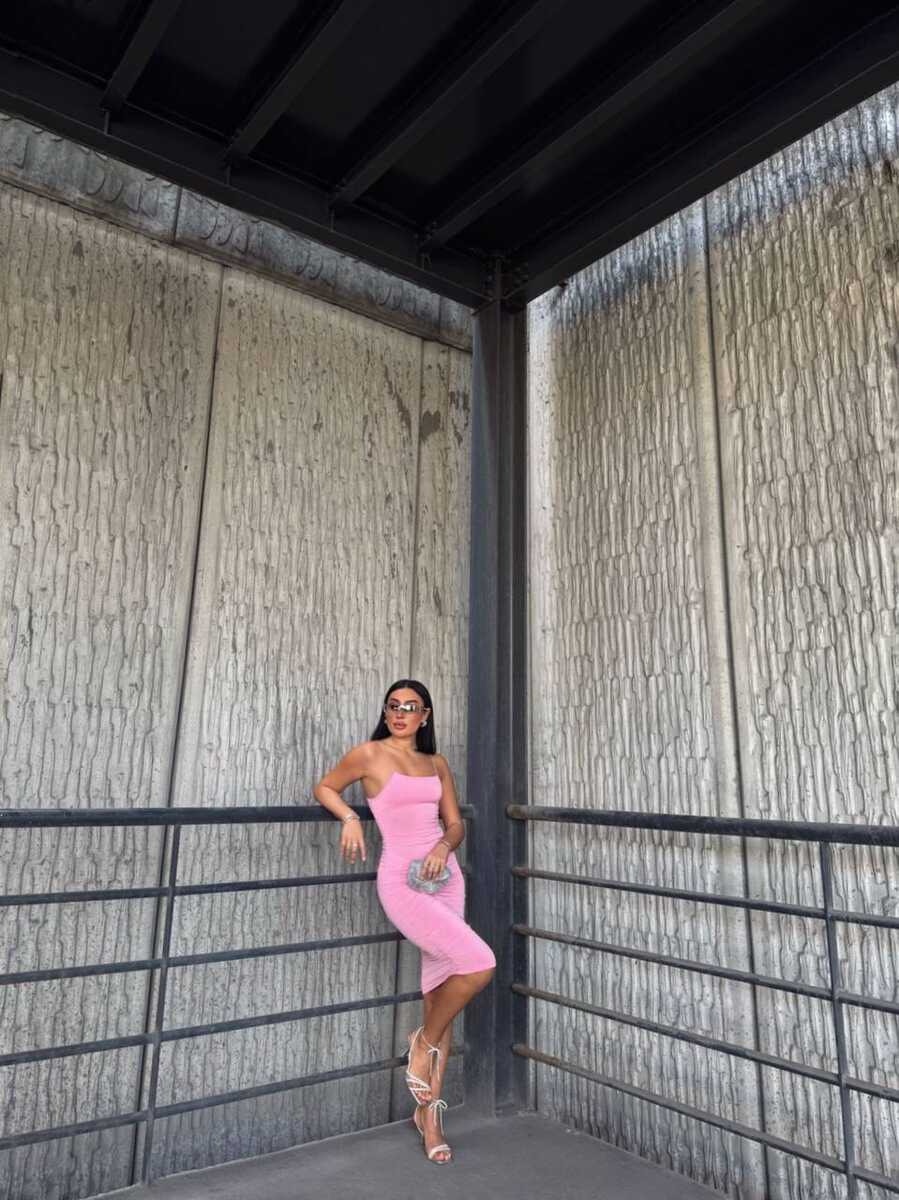 TAYT VEGAS - İNCE ASKILI SANDY ELBİSE PEMBE