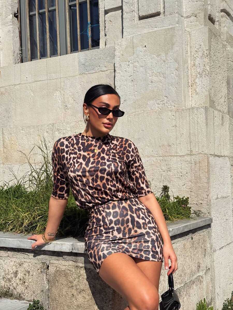 TAYT VEGAS - KISA LEOPAR ELBİSE