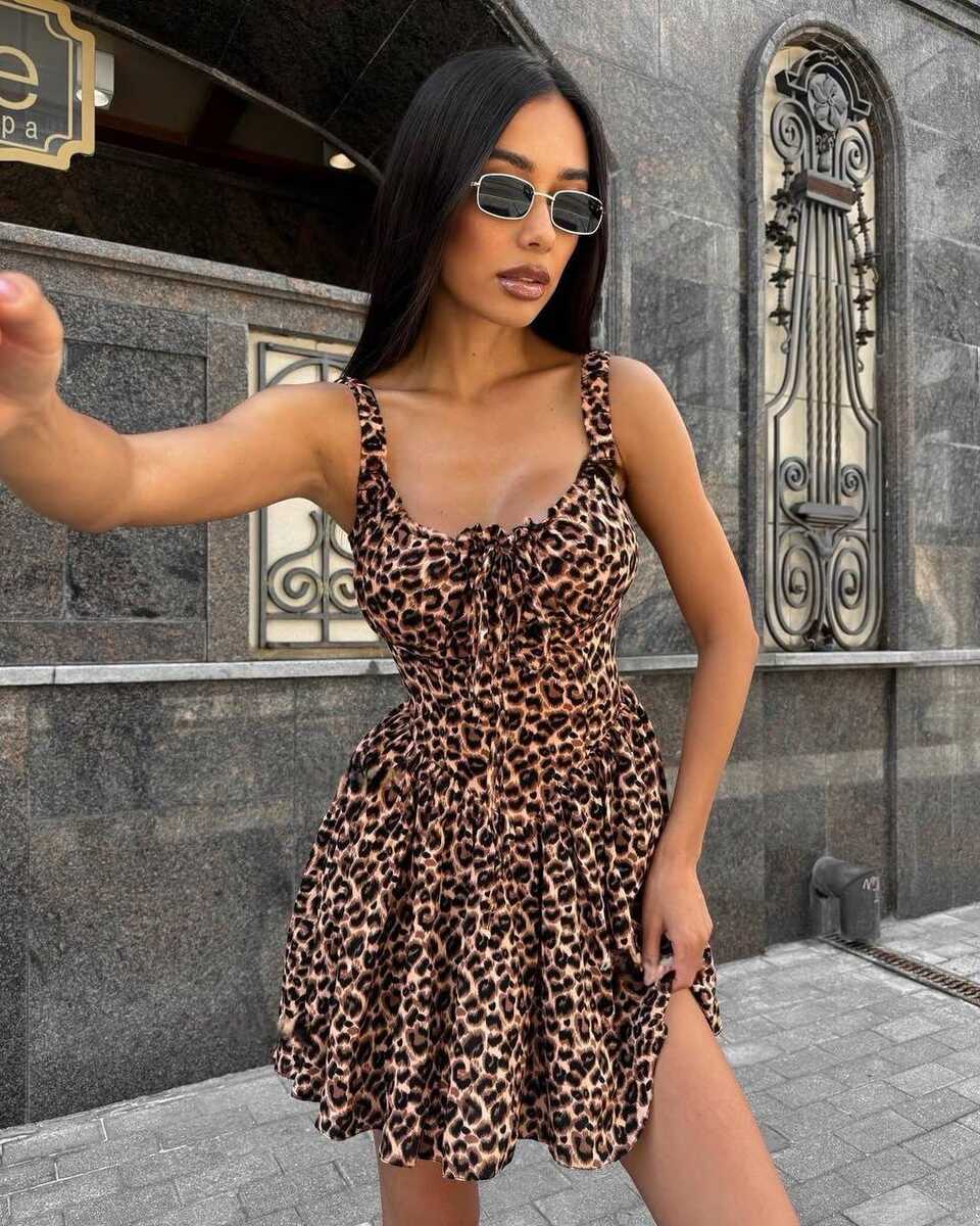 TAYT VEGAS - LEOPAR DEDSENLİ ELBİSE