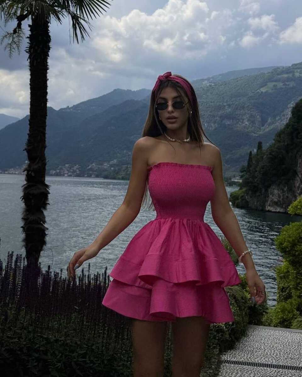 TAYT VEGAS - TRİKOTON ELBİSE FUŞYA